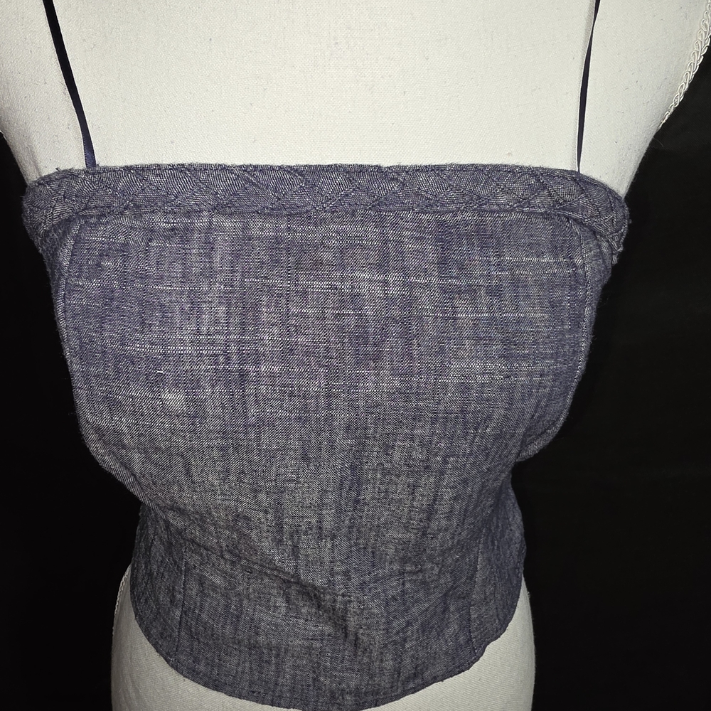 Sienna Sky Navy Chambray Strapless Crop Camisole